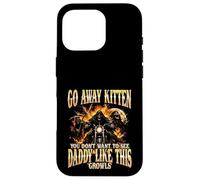 Carcasa para iPhone 16 Pro Go Away Kitten, Divertido Bootleg Daddy Sigma Skeleton Biker
