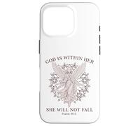 Carcasa para iPhone 16 Pro God Is Within Her Salmo Versículo de la Biblia Angelcore Aesthetic