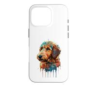 Carcasa para iPhone 16 Pro Golden Doodle Colorido Splatter Art Acuarela Pintada