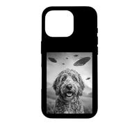 Carcasa para iPhone 16 Pro Golden Doodle UFO Funny