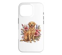 Carcasa para iPhone 16 Pro Goldie Sporting Dog Vintage Flowers Floral Golden Retriever