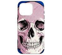 Carcasa para iPhone 16 Pro Gráfico de Calavera de Medio Tono Rosa Estilo cómic Vintage