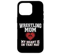 Carcasa para iPhone 16 Pro Gráfico de Wrestling Mom My Heart Is On That Mat