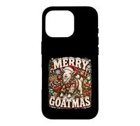 Carcasa para iPhone 16 Pro Gráfico navideño Retro de Farm Goat Merry Goatmas