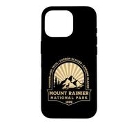 Carcasa para iPhone 16 Pro Gráfico Retro Sunburst del Parque Nacional Mount Rainer Washington