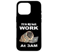 Carcasa para iPhone 16 Pro Haré mi Mejor Trabajo a Las 3 de la mañana, Divertido portátil Night Owl Black Cat