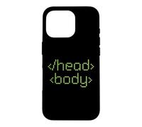 Carcasa para iPhone 16 Pro Head Body Codificador de código HTML Programador Web Broma