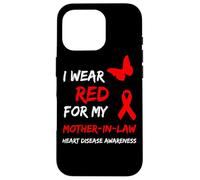 Carcasa para iPhone 16 Pro Heart Disease I Wear Red For My Mother-In-Law Ribbon