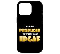 Carcasa para iPhone 16 Pro Hi I'm a Producer Idgaf Funny Song Music or Movie Producing