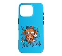 Carcasa para iPhone 16 Pro Highland Cow 4th of July Cow For Women Men Funny Cow