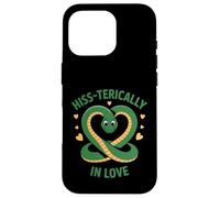 Carcasa para iPhone 16 Pro Hiss-terically In Love Cute Snake Heart Juego de Palabras Amante de Reptiles