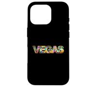 Carcasa para iPhone 16 Pro Horizonte de Las Vegas con Edificios icónicos en Negrita Texto de Las Vegas