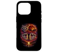 Carcasa para iPhone 16 Pro Howling Raccoon 3, Luna roja, Eclipse, Cielo Nocturno, Vintage