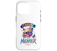 Carcasa para iPhone 16 Pro I Could Be Meaner Skull Butterfly Art, Dark Gothic Floral