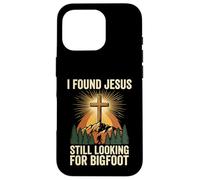 Carcasa para iPhone 16 Pro I Found Jesus Still Looking For Bigfoot Cristo Cruz Dios Rey