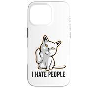 Carcasa para iPhone 16 Pro I Hate People Sign,Funny Cat Giving The Finger Flipping Off