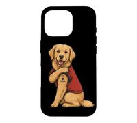 Carcasa para iPhone 16 Pro I Love Mom Tattoed Dog Mamá Golden Retriever Dueño de Perro