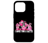Carcasa para iPhone 16 Pro I Love You A Latte Pink Buffalo Plaid Decor Valentines GNOME