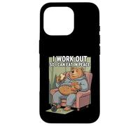 Carcasa para iPhone 16 Pro I Work out So I Can Eat In Peace Funny Gym Motivación Cita