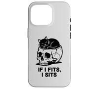 Carcasa para iPhone 16 Pro If I Fits I Sits Cat Skull Funny Gothic Dark Meme Humor 2
