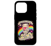 Carcasa para iPhone 16 Pro Impulsado por el café y la Furia Feminista Skeleton Rainbow Design