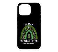 Carcasa para iPhone 16 Pro In May We Wear Green Mental Health Awareness Leopard Print
