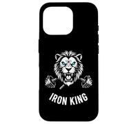 Carcasa para iPhone 16 Pro Iron King Lion Barbell Pesas Culturismo Gráfico