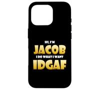 Carcasa para iPhone 16 Pro Jacob Costume Idgaf Meme Personalized Jacob First Name Jake