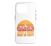 Carcasa para iPhone 16 Pro Jesus and Hiking Make Me Happy Fun para Excursionistas Unisex