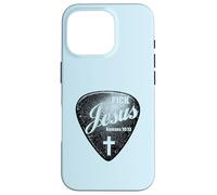 Carcasa para iPhone 16 Pro Jesús Guitarra Púa Silueta Fe Cristiana