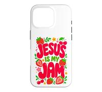 Carcasa para iPhone 16 Pro Jesus is My Jam Cute Christian Strawberry Faith