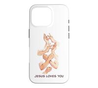 Carcasa para iPhone 16 Pro Jesus Loves You - American Sign Language Watercolor