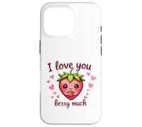 Carcasa para iPhone 16 Pro Juego de Palabras «I Love You Berry Much Cute Heart» con Forma de corazón y Fresa