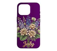 Carcasa para iPhone 16 Pro July Birth Flower Larkspur & Water Lily Cute Floral Birthday