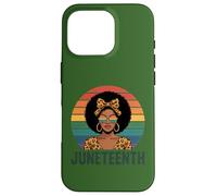 Carcasa para iPhone 16 Pro Juneteenth 1865 Mujeres Afro Leopard Melanina Libertad