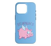 Carcasa para iPhone 16 Pro Just Wingin' It Derpy Flying Pig