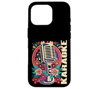 Carcasa para iPhone 16 Pro Karaoke Musica Bar Cantante Flores Micrófono Karaoke