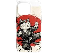 Carcasa para iPhone 16 Pro Karate Gato Japonés Artes Marciales Sumi-e Japón Vintage Mamá