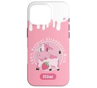 Carcasa para iPhone 16 Pro Kawaii Cute Pink Cow, Strawberry Milk Girl