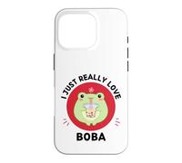 Carcasa para iPhone 16 Pro Kawaii Frog Bebidas Té de Burbujas I Just Really Love Boba Lover