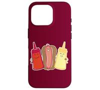 Carcasa para iPhone 16 Pro Kawaii Wiener Ketchup Salsas de Mostaza Friends Funny Hot Dog