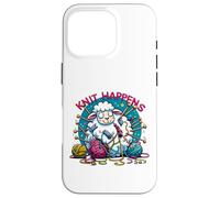 Carcasa para iPhone 16 Pro Knit Happens Fun Funny Knitters ovejas Tejer Hilo Regalo