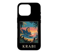 Carcasa para iPhone 16 Pro Krabi Tailandia Tropical Coast Sunset Retro Viaje Diseño