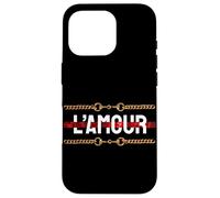 Carcasa para iPhone 16 Pro L'Amour with Printed Golden Style Chains Valentin's Day Love