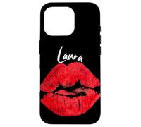 Carcasa para iPhone 16 Pro Laura Red Lips Nombre Personalizado