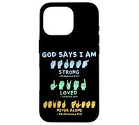Carcasa para iPhone 16 Pro Lenguaje de señas Americano Manos Verso de la Biblia Cristianismo