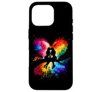 Carcasa para iPhone 16 Pro Lesbian Girls Kissing on Tree Branch Rainbow Silhouette