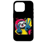 Carcasa para iPhone 16 Pro Letrero de Arte gráfico de Personaje Pop Retro de Perezoso Doble Paz
