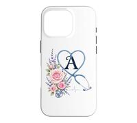 Carcasa para iPhone 16 Pro Letter A Initial Monogram Nurse Pink Roses Heart Stethoscope