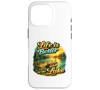 Carcasa para iPhone 16 Pro Life Is Better At The Lake Sunset Canoe Nature Vibes Graphic